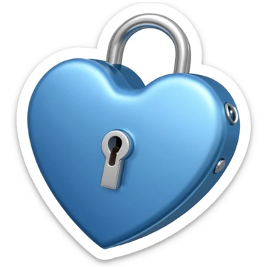 A blue shade heart-shaped lock with a silver key sticker