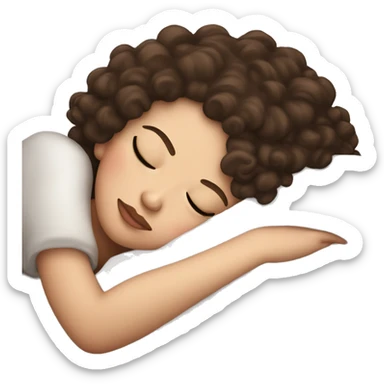 White girl with dark brown curly hair sleeping, juicy lips  sticker