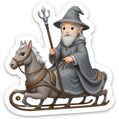 Gandalf on a sleigh sticker