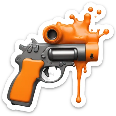 create only an orange color short oil feeder gun that the oil is spewing out a little sticker
