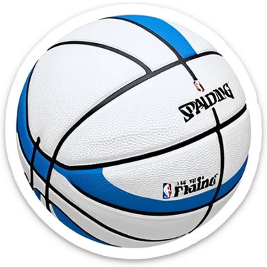 minimalist blue Spalding basketball with simple NBA logo, few colorful lines, clean design sticker