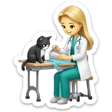 doctor sewing cats together sticker