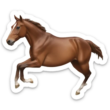 jumping brown Thoroughbred horse sticker