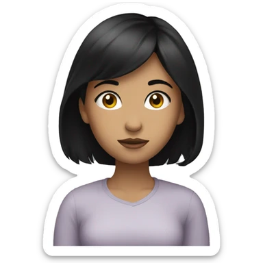 Beautiful girl with black hair thinking sticker