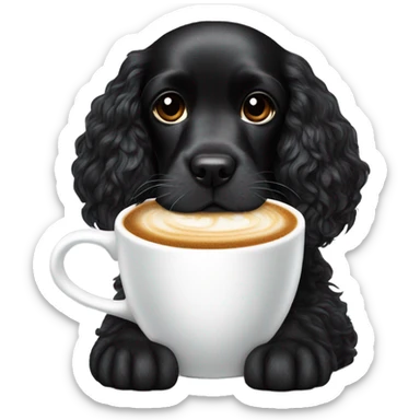 Black cocker spaniel drinking capucino sticker