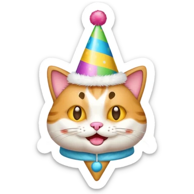 Emoji’s cat wearing a party hat sticker
