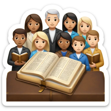 bible with people of different races and genders around it demonstrating equality sticker