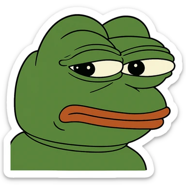 pepe the frog with a suspicious expression sticker