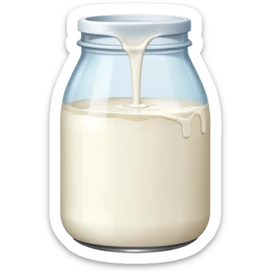 a jar of milk but the top is sticky and its dripping but theres no lit, and also no straw sticker