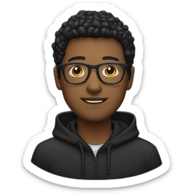 man with glasses wearing black hoodie sticker