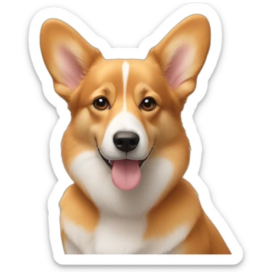 Full Orange furr and corgi East european village dog mix puppy with small leggsand ears down sticker
