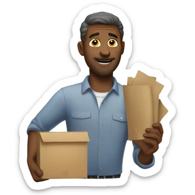 Dad handing over work sticker