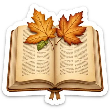 beige autumn open book with leaves on it sticker