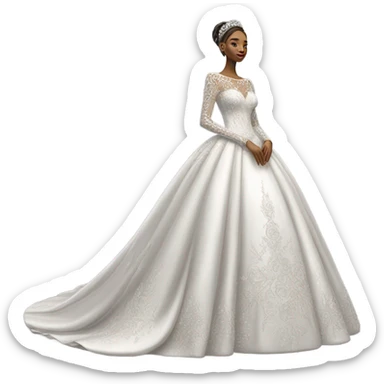 Hyper Realistic ornate ballgown long sleeve Wedding dress displays with diamanté dress only sticker