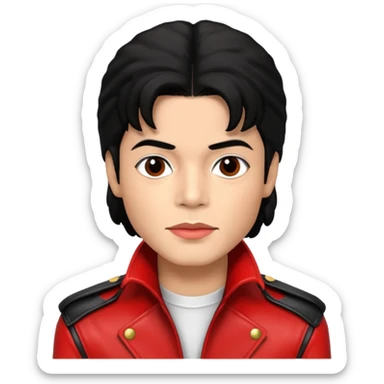Michael Jackson light skin, black hair, brown eyes, red and black outfit sticker