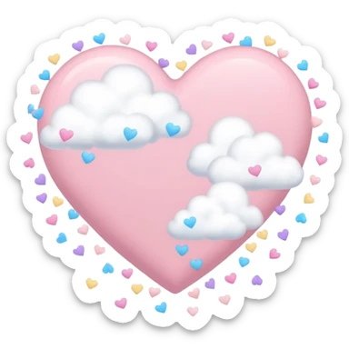pastel heart with a soft cloud confetti sticker