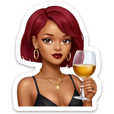 Photo Realistic Rihanna with wine glass sticker