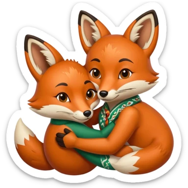 A fox and a Mexican hugging sticker