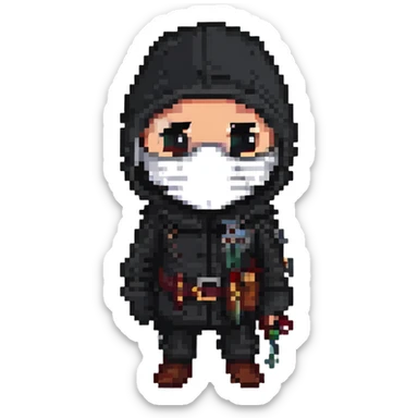 thief with mask in black and white sticker