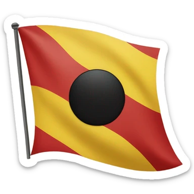 Red and black square flag with yellow circle in the middle sticker
