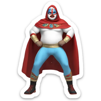 White Fat Lucia libre wrestler cape red powder blue pants mask red and powder blue red cape sticker