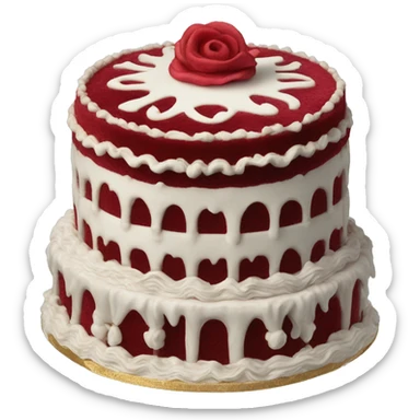 highly detailed rococo red velvet cake sticker