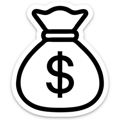 money bag icon, bold lines, minimalistic style sticker
