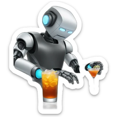 robot bartender mixing drinks sticker
