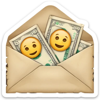 Banknotes enclosed in envelopes sticker