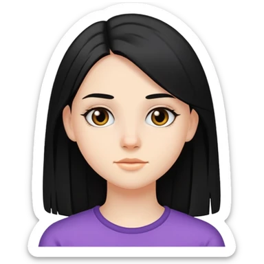 A 18 yr od girl w fair skined and black straight hair sticker