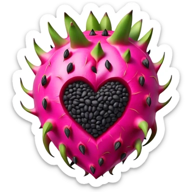 Dragon fruit shaped like a heart sticker