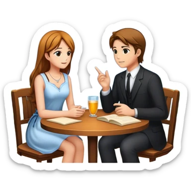 An icon representing a visual novel game, with a detailed background featuring a romantic or mysterious setting. Characters are in conversation, with dialogue boxes visible. The design captures the immersive storytelling and emotional depth of visual novels, set against a transparent background. sticker