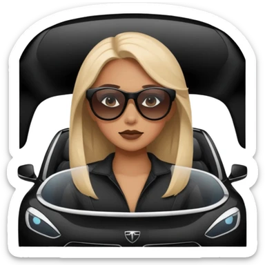 Girl in black Tesla sticker