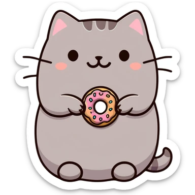 I want a pusheen eating a donut sticker