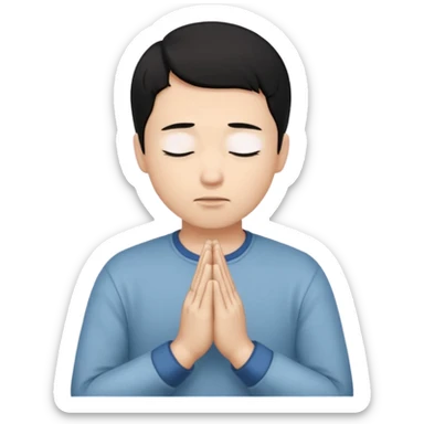 A man prayering with black hari skin colour white and with casual dress sticker