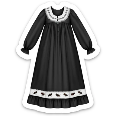 White victorian nightgown with black bug pattern sticker