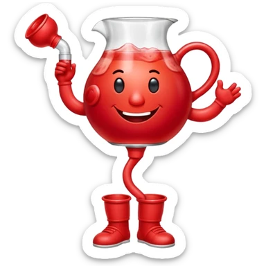 Kool-Aid Man pitcher character with legs and arms holding a bong sticker