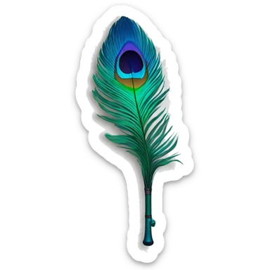 Peacock feather overlapping on flute sticker