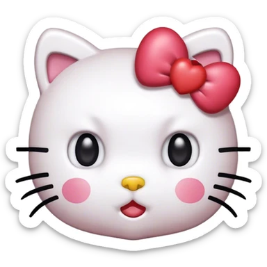 Heart eyes popping out of hello kitty face  sticker