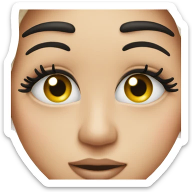 Long lashes holding a peace sign sticker