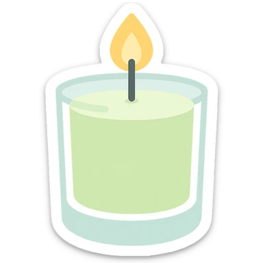 pale green candle in a glass cup sticker