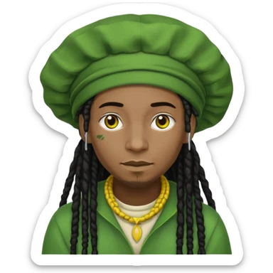 Jamaican dreads with a Jamaican bonnet no person just the hair sticker