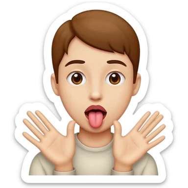Tongue out hands to the side  sticker