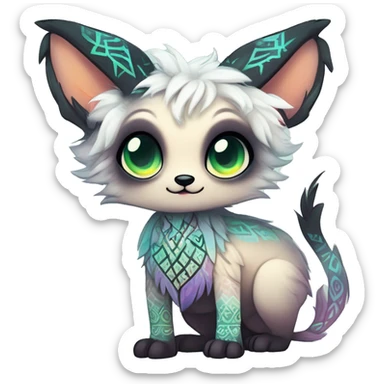 cute Kawaii edgy ethereal shy epic fantasy animal fursona Fionbri creature by griffsnuff & LiLaiRa & Falvie with exotic colors with intricate patterns full body sticker