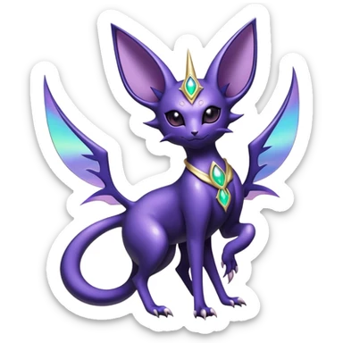 Shiny Exotic Badass Royal Divine Mysterious Gothic Noibat-Espeon-Pokémon-Fakémon-hybrid-creature (full body) sticker