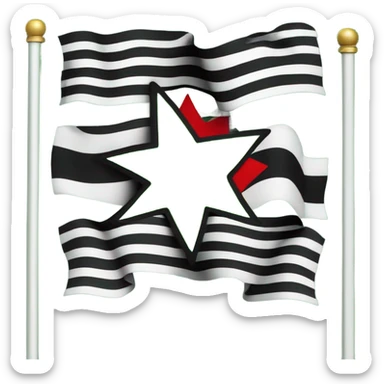 A flag with three horizontal stripes: green on the top, white in the middle, and black on the bottom. In the center of the white stripe, there are three red five-pointed stars arranged in a row. The distance between the left and right stars and the central star is equal to the distance between the flag’s shorter edges. sticker