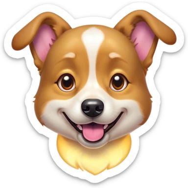 Cinematic Comical Domestic Dog Portrait Emoji, Head tilted dramatically with an exaggeratedly amused expression, featuring a striking coat with a playful glimmer and wide, expressive eyes brimming with humorous disbelief, Simplified yet hilariously expressive features, highly detailed, glowing with a slightly sassy glow, high shine, dramatic yet playful, stylized with an air of cheeky mischief, soft glowing outline, capturing the essence of a spirited and over-the-top dog that looks ready to side-eye its way into internet fame instantly! sticker