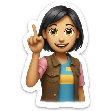 a girl with her finger up sticker