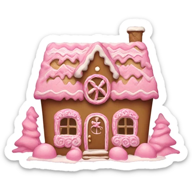 aesthetic pink gingerbread house sticker