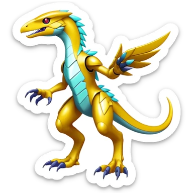 Shiny Futuristic Fakemon-Pokemon-Digimon-Spectrobes-Raptor-fusion, full body sticker